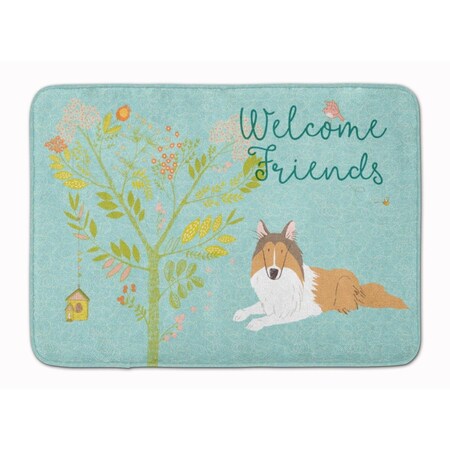 Carolines Treasures Welcome Friends Collie Machine Washable Memory Foam Mat BB7584RUG